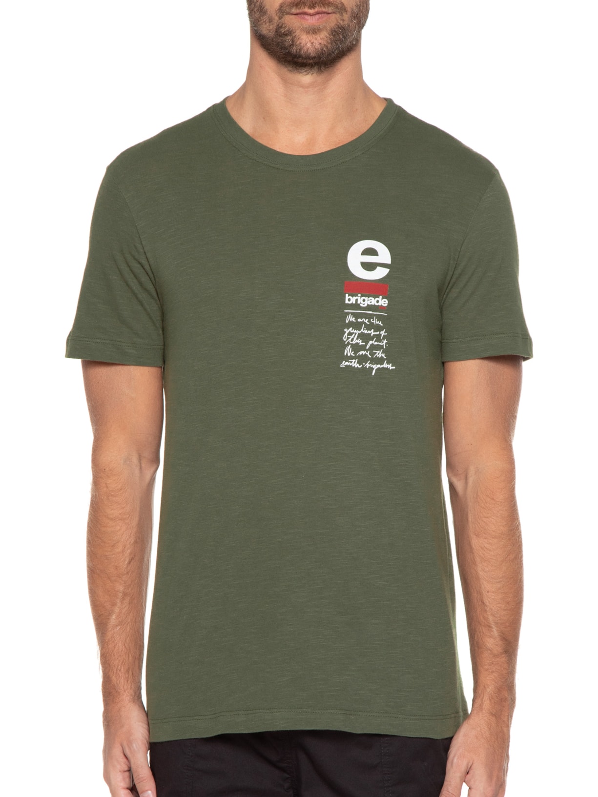 Camiseta Masculina Org Rough E-brigade Verde Osklen