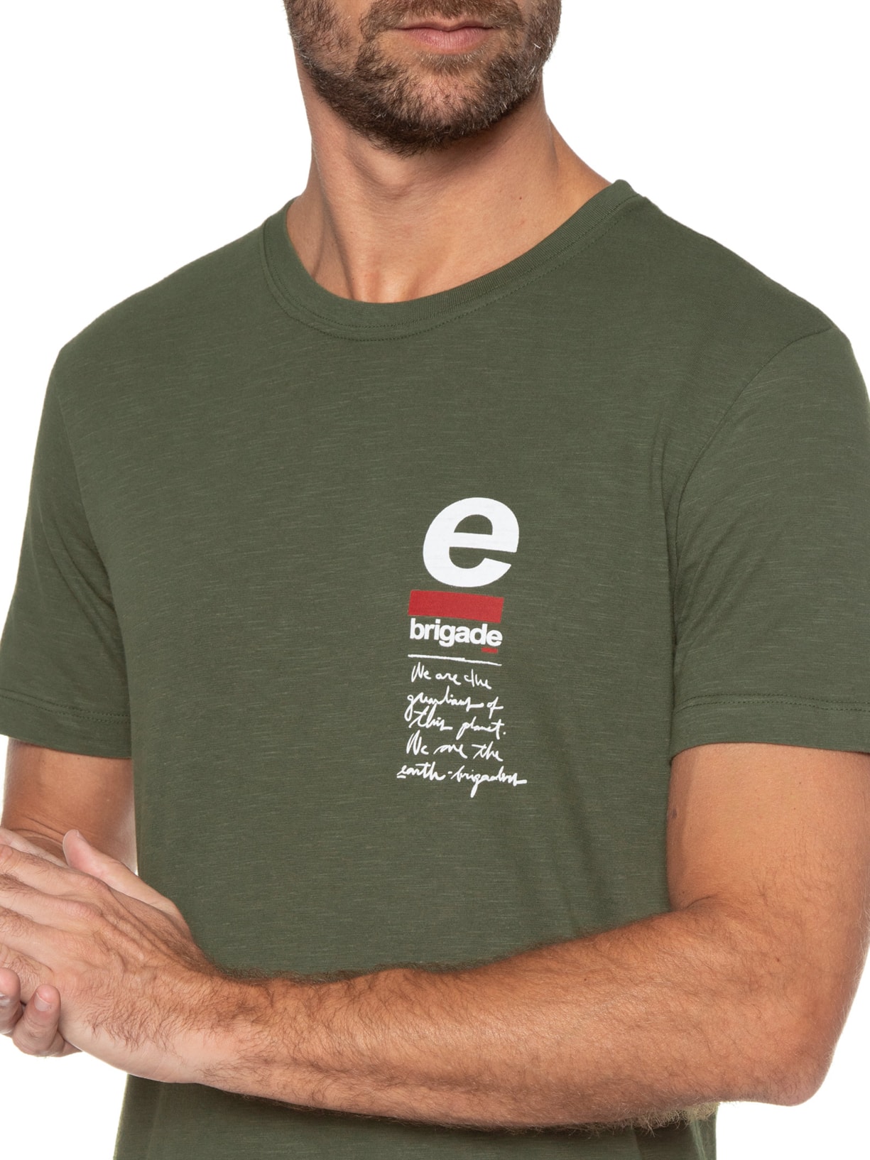 Camiseta Masculina Org Rough E-brigade Verde Osklen