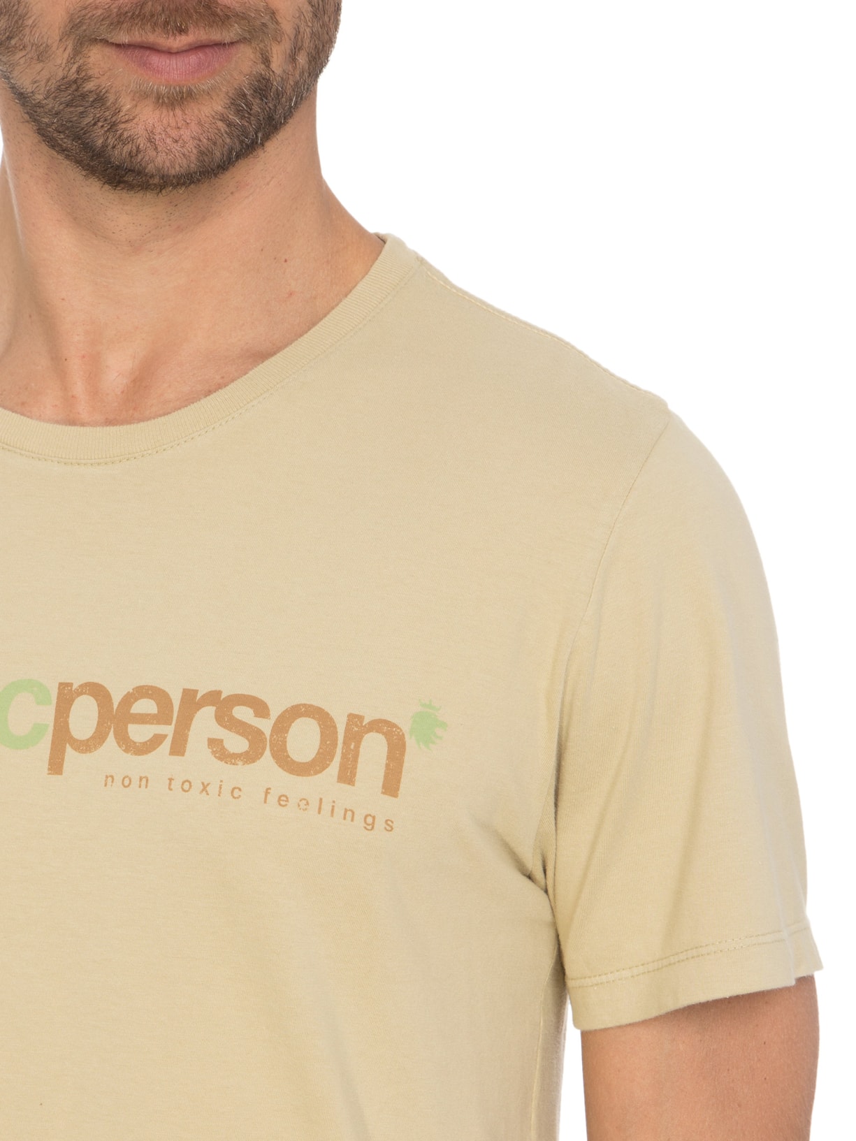 Camiseta Masculina Organic Person Bege Von Der Volke