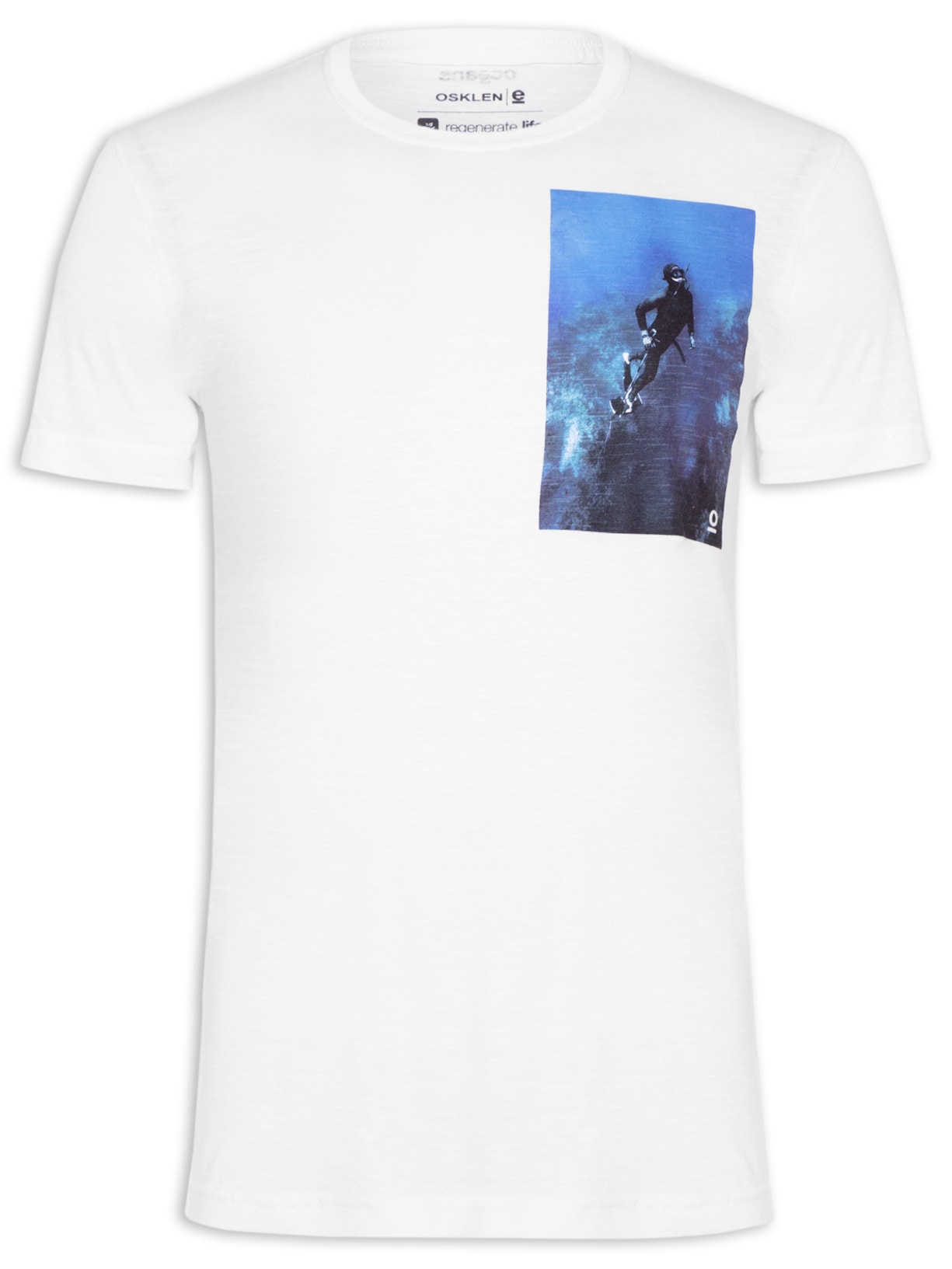 Camiseta Masculina Organic Rough Blue Dive - Branco