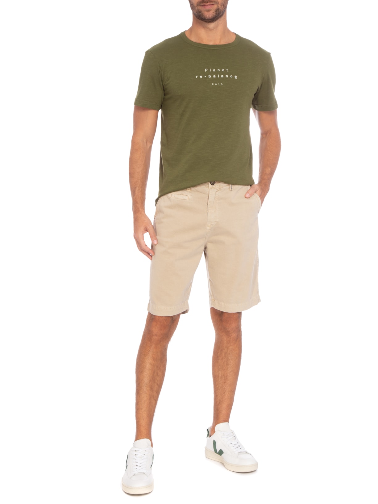 Camiseta Masculina Organic Rough Planet Rebalance Verde Osklen