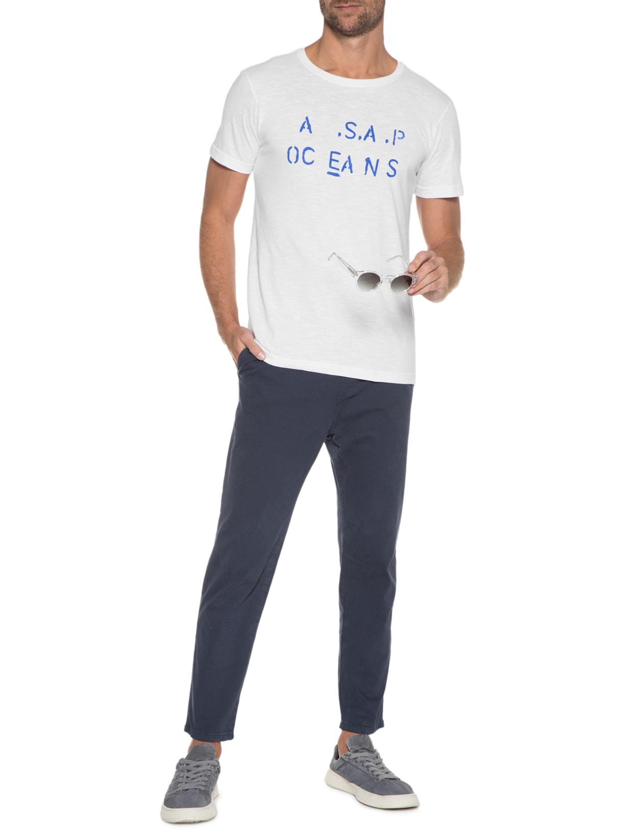 Camiseta Masculina Organic Rough Words Branco Osklen