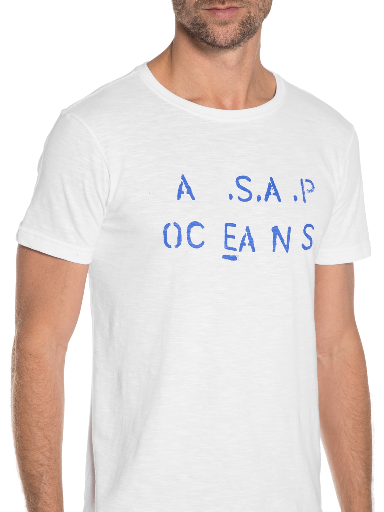 Camiseta Masculina Organic Rough Words Branco Osklen