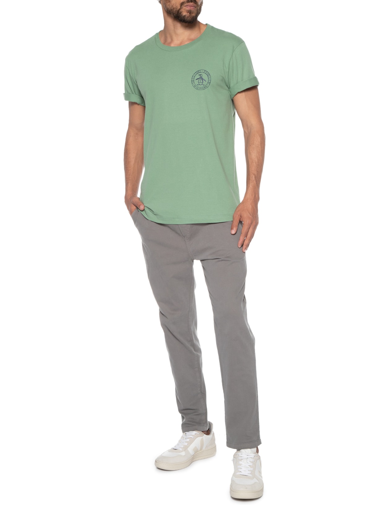 Camiseta Masculina Original logo Bordado Verde Original Penguin