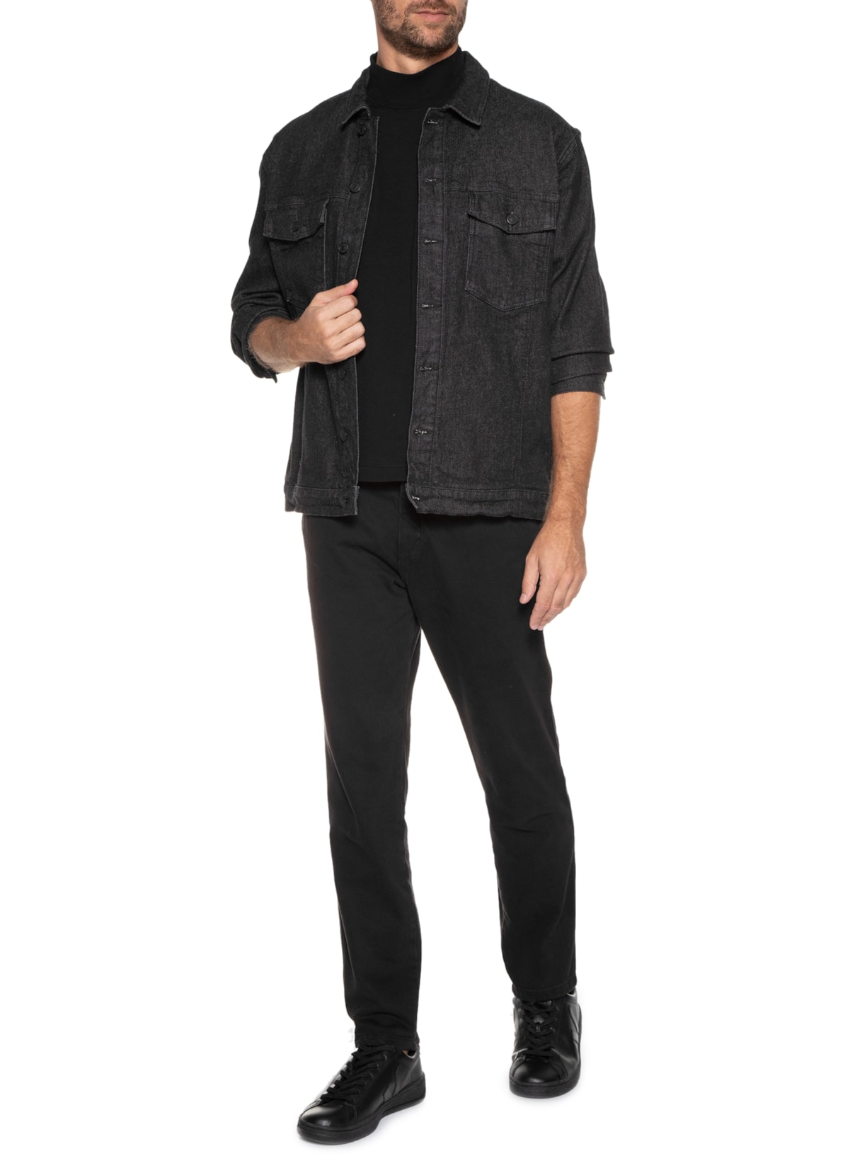 Camiseta Masculina Over Gola Alta Preto Osklen