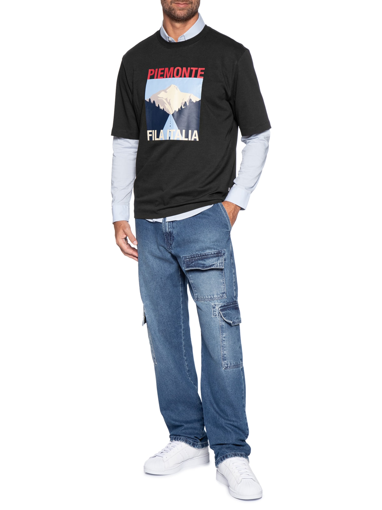 Camiseta Masculina Over Piemonte Preto Fila