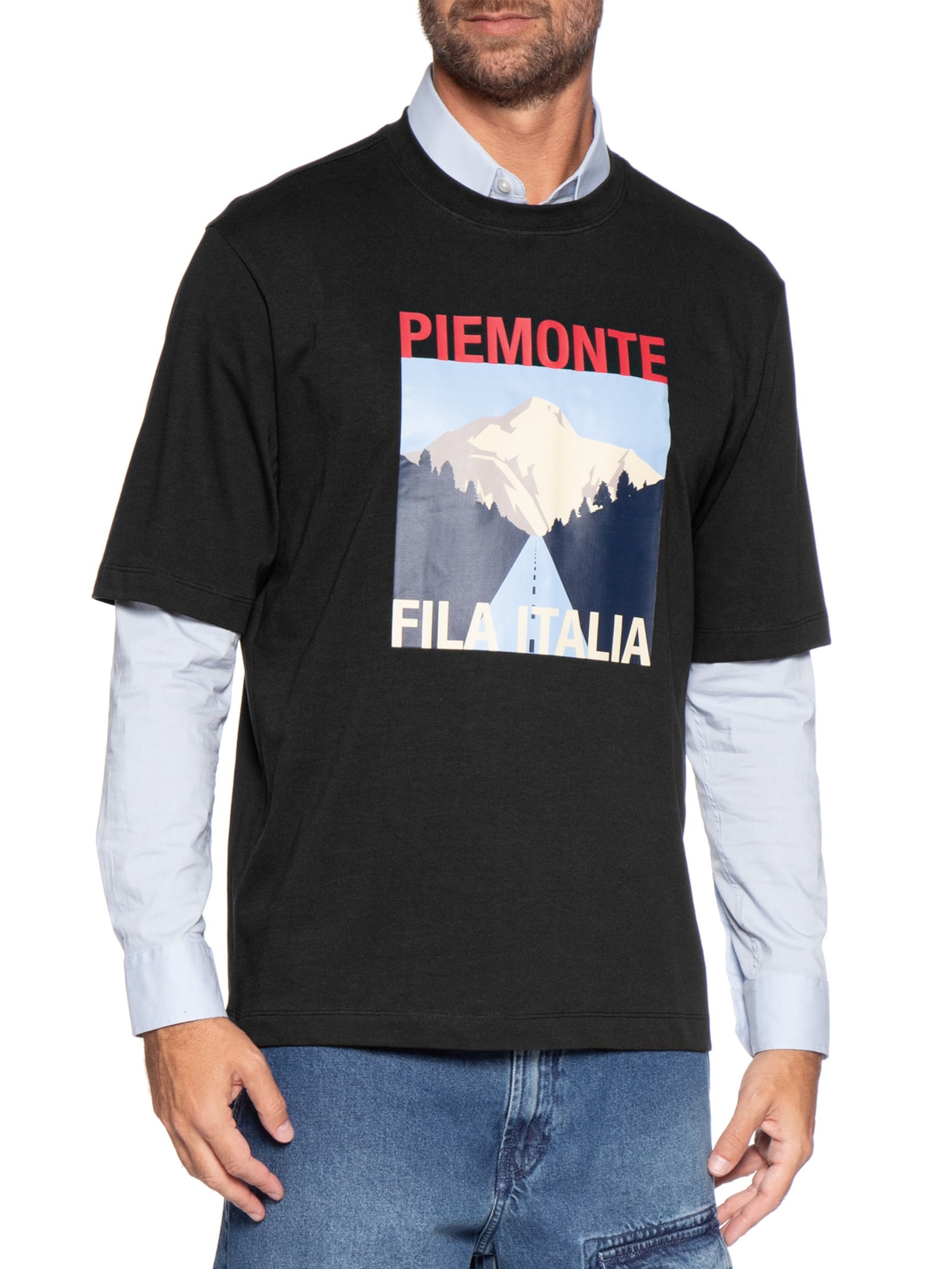 Camiseta Masculina Over Piemonte Preto Fila