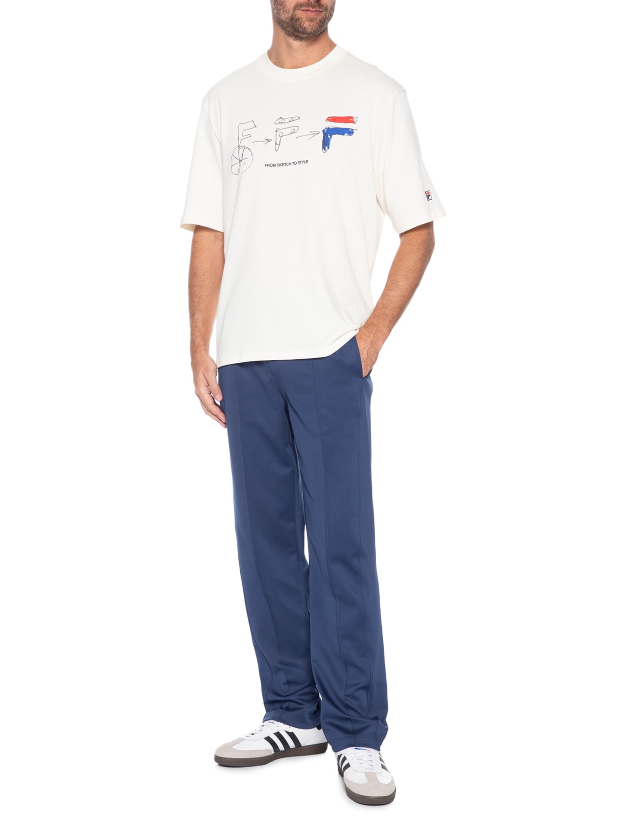 Camiseta Masculina Over Sketch To Style Graphic Bege Fila