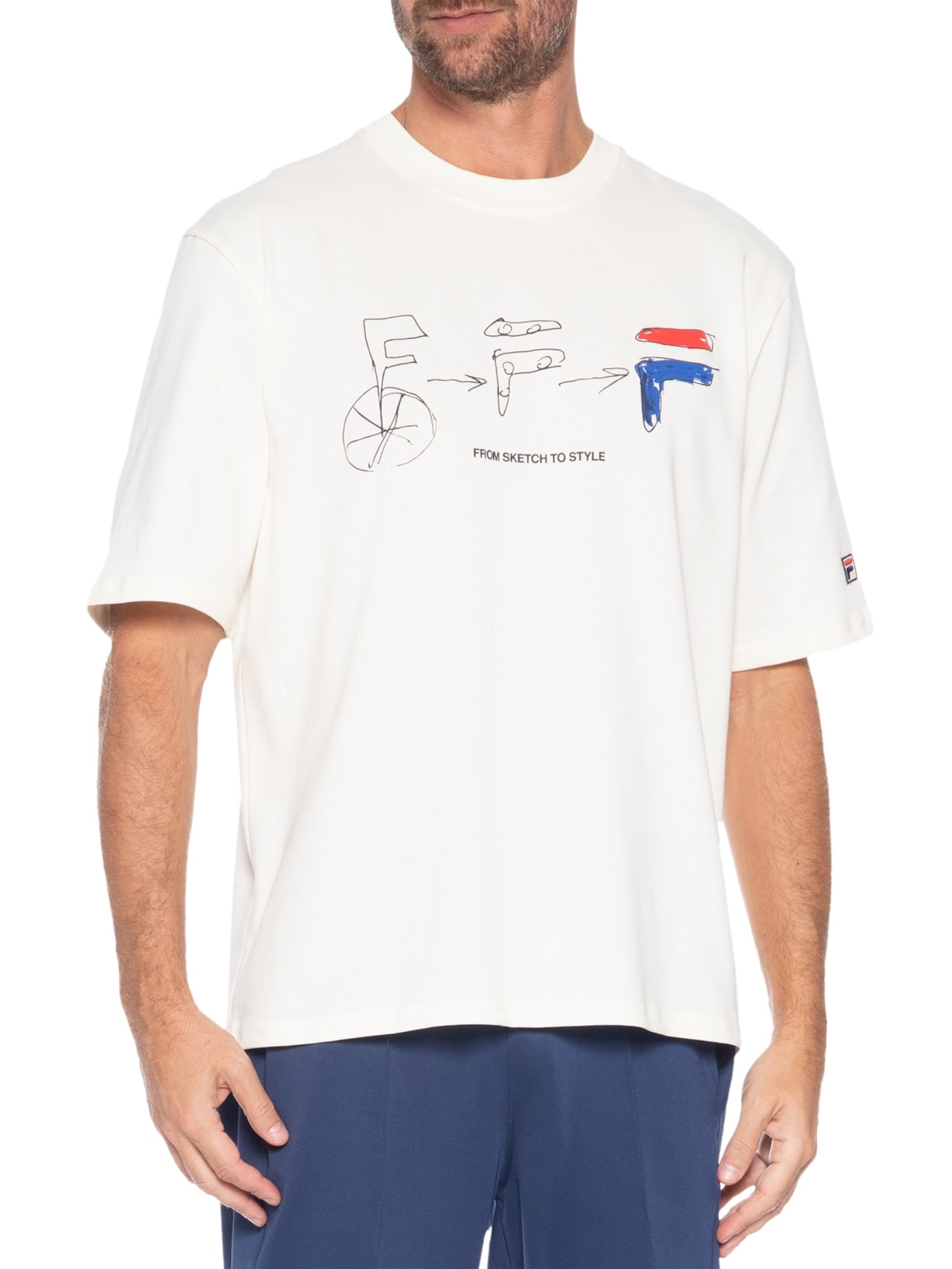 Camiseta Masculina Over Sketch To Style Graphic Bege Fila