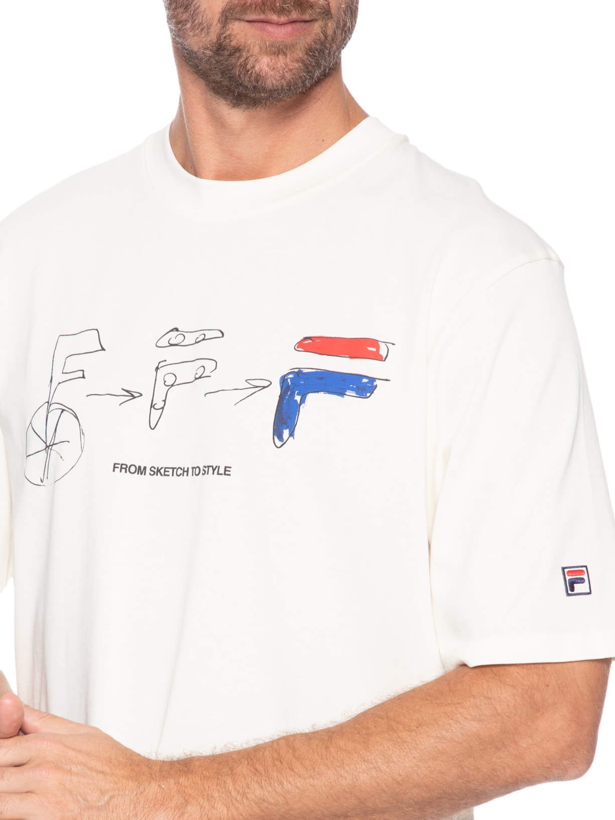 Camiseta Masculina Over Sketch To Style Graphic Bege Fila
