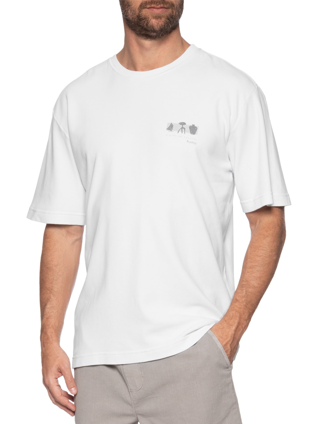 Camiseta Masculina Oversized Culture Branco Austral