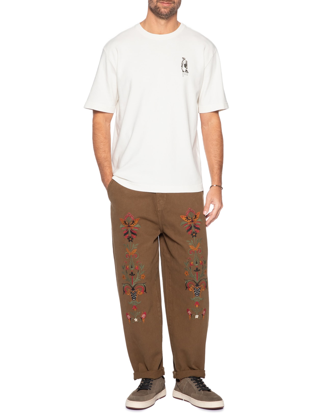 Camiseta Masculina Oversized Estampa Cluster Branco Austral