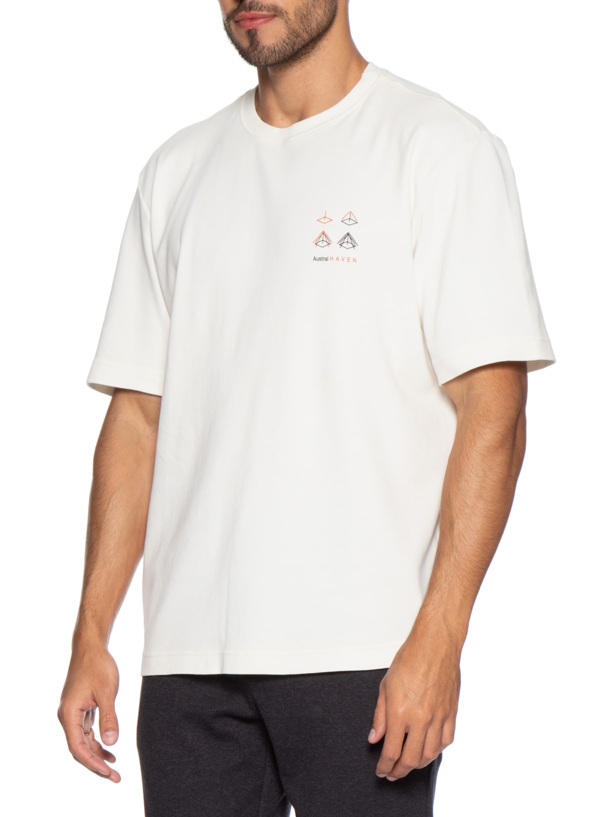 Camiseta Masculina Oversized Estampa Haven Branco Austral