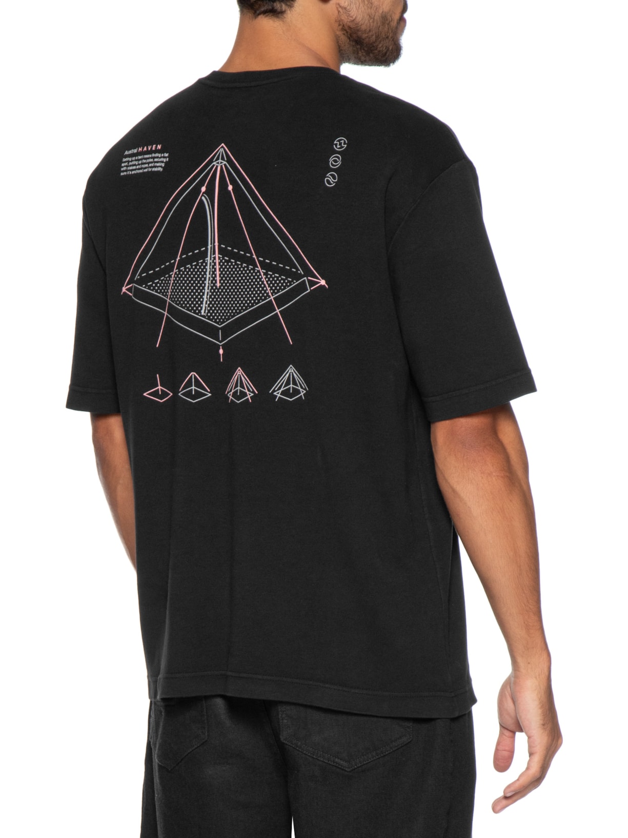 Camiseta Masculina Oversized Estampa Haven Preto Austral