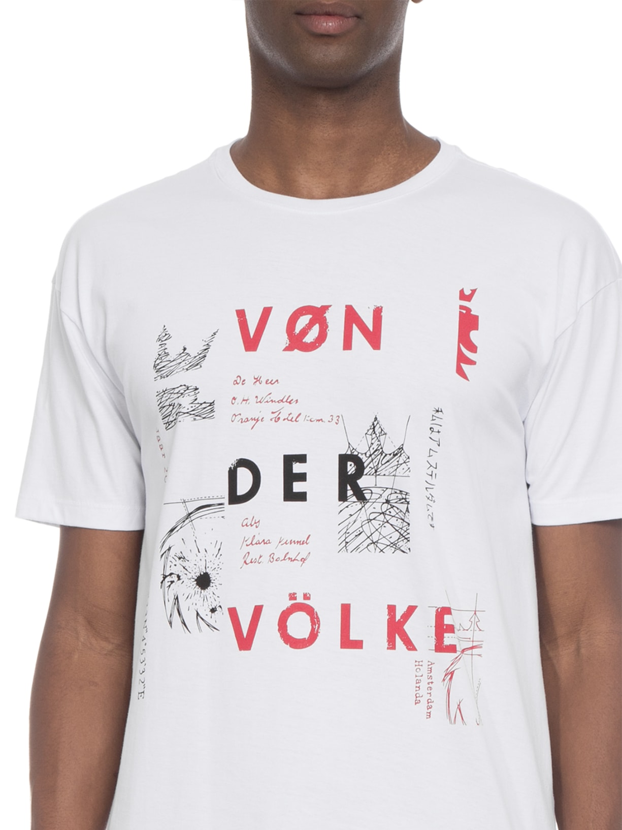 Camiseta Masculina Oversized Estampada Branco Von Der Volke