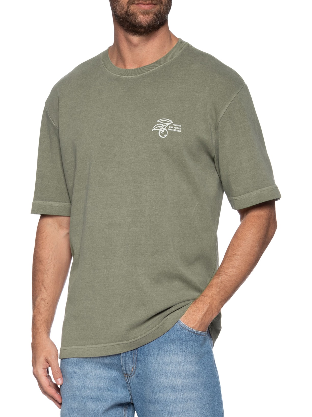 Camiseta Masculina Oversized Fresh Verde Austral