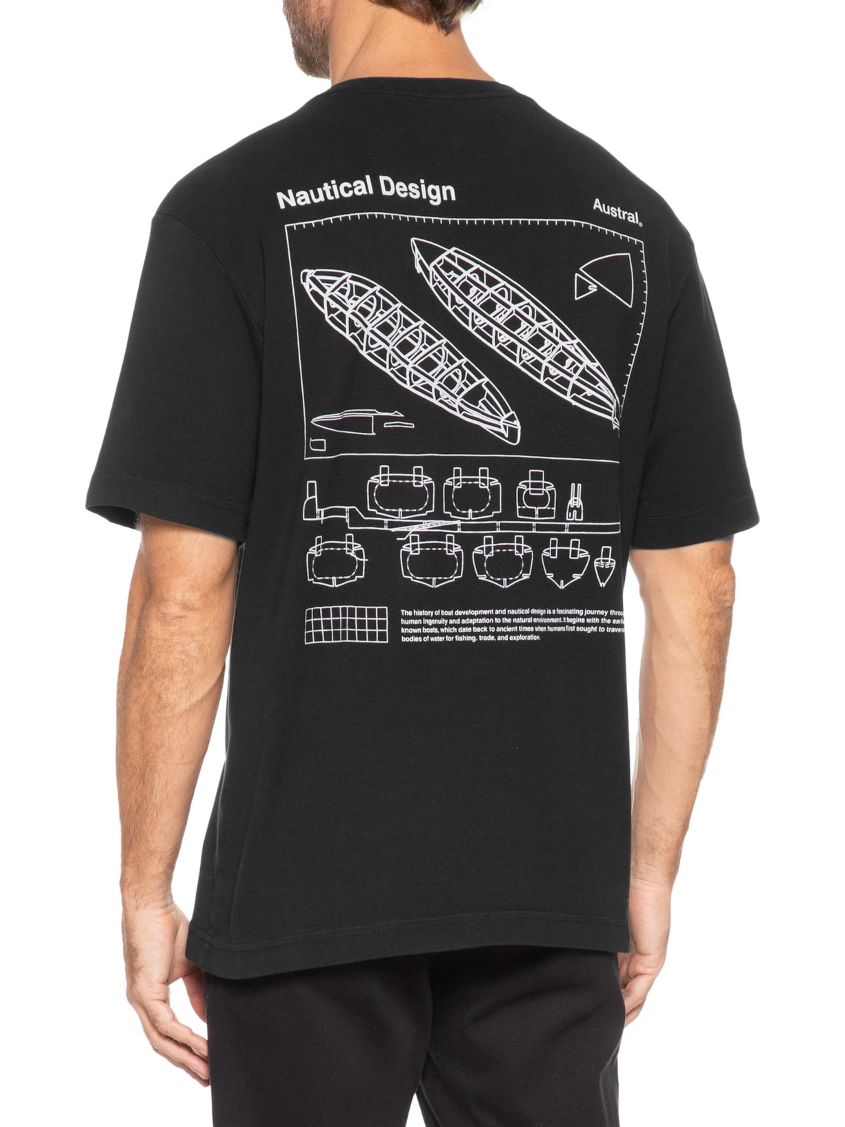 Camiseta Masculina Oversized Nautical Preto Austral