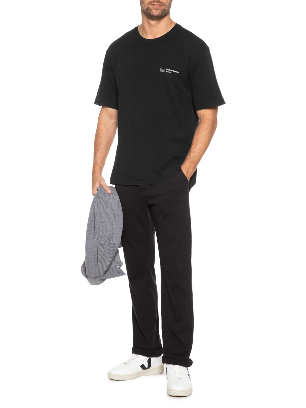 Camiseta Masculina Oversized Nautical Preto Austral