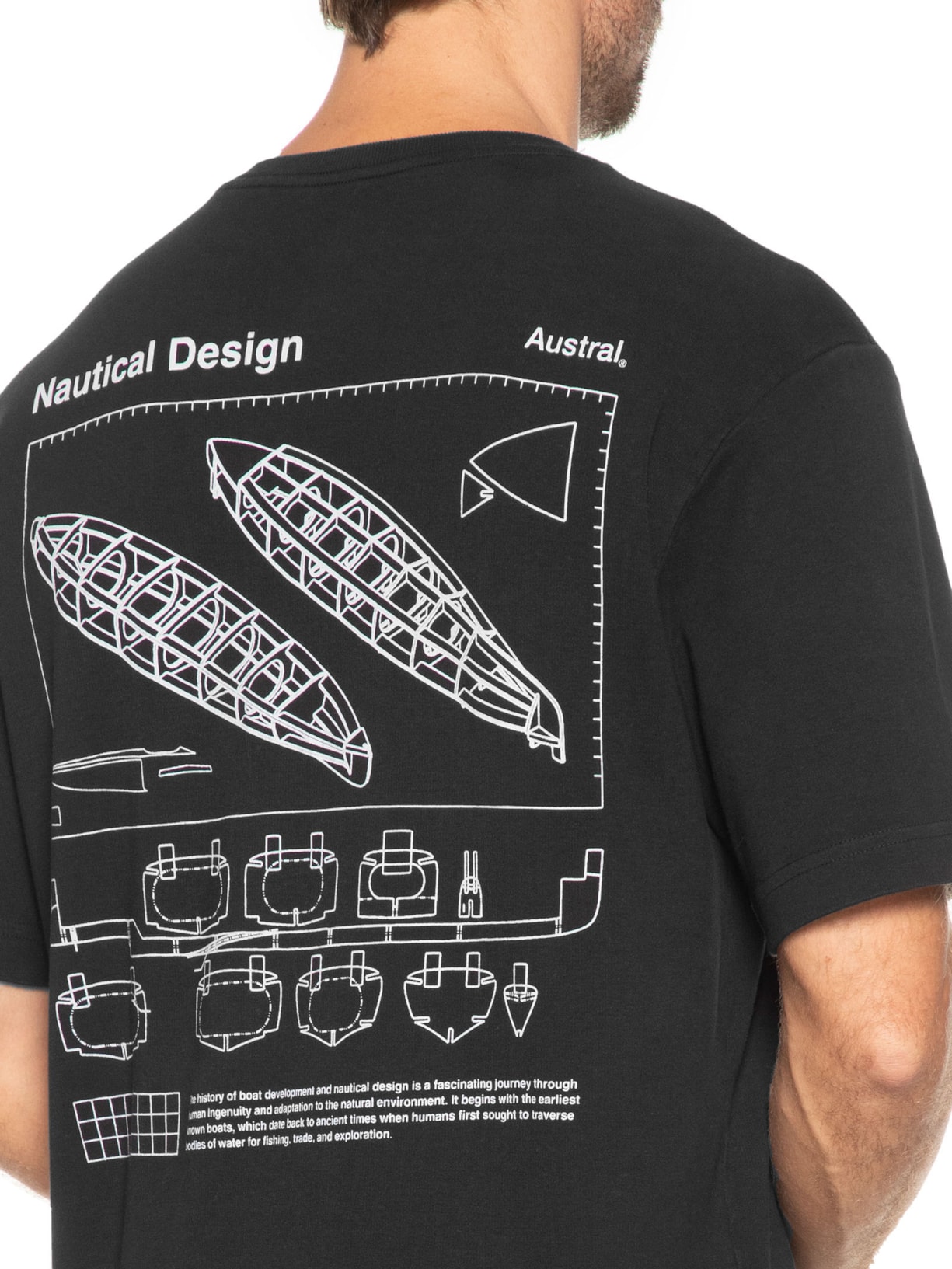 Camiseta Masculina Oversized Nautical Preto Austral