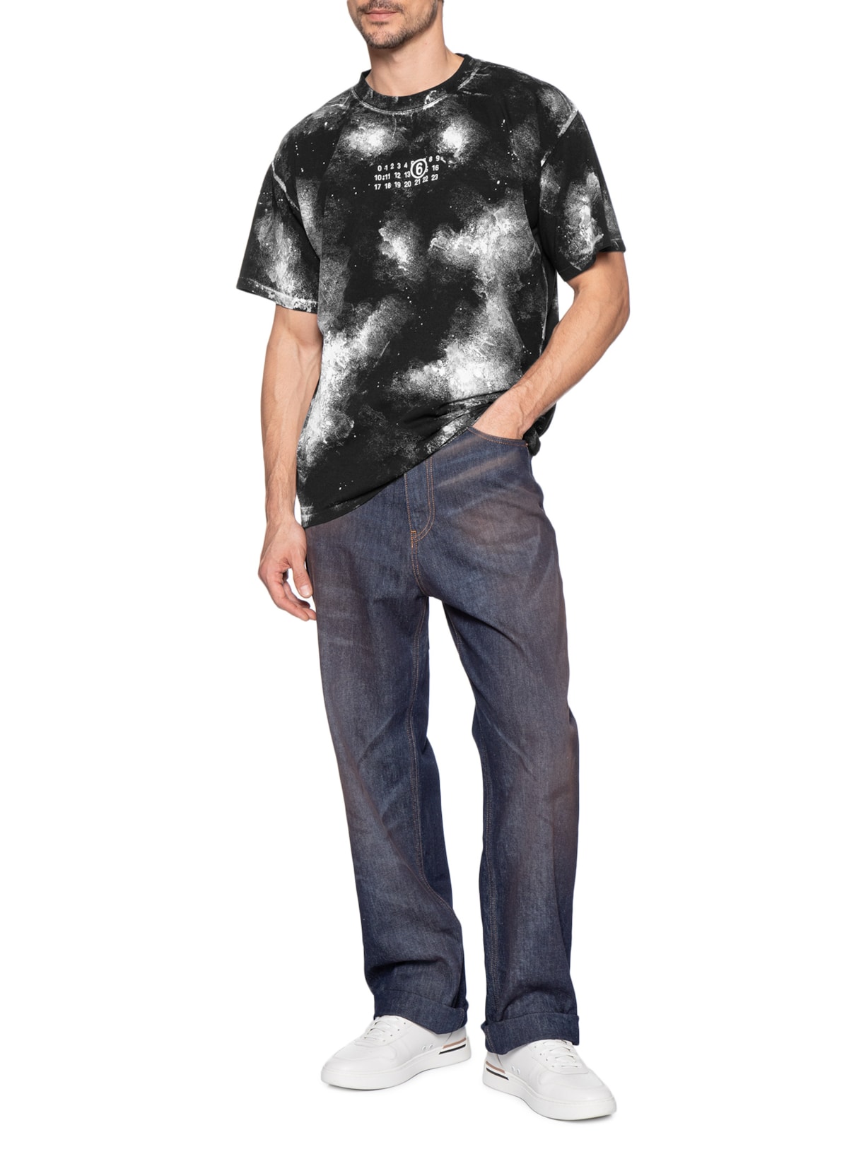 Camiseta Masculina Paint Jersey – Preto Mm6 Maison Margiela