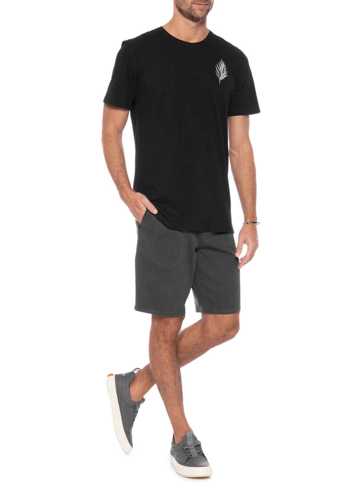 Camiseta Masculina Palm Leaf Preto Armadillo
