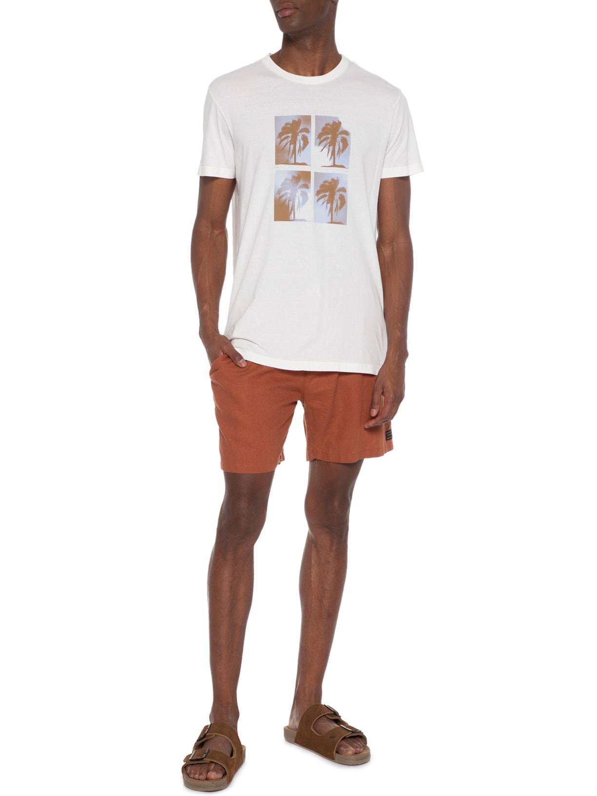 Camiseta Masculina Palm Prints Off White Foxton