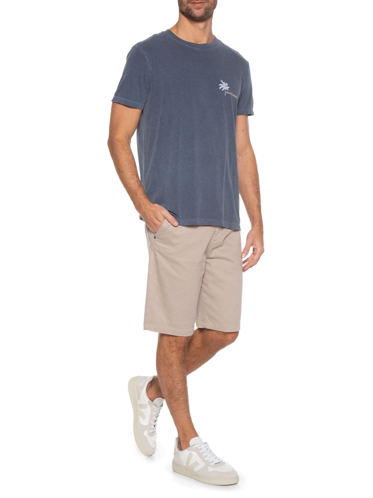 Camiseta Masculina Palm Trees Azul Richards