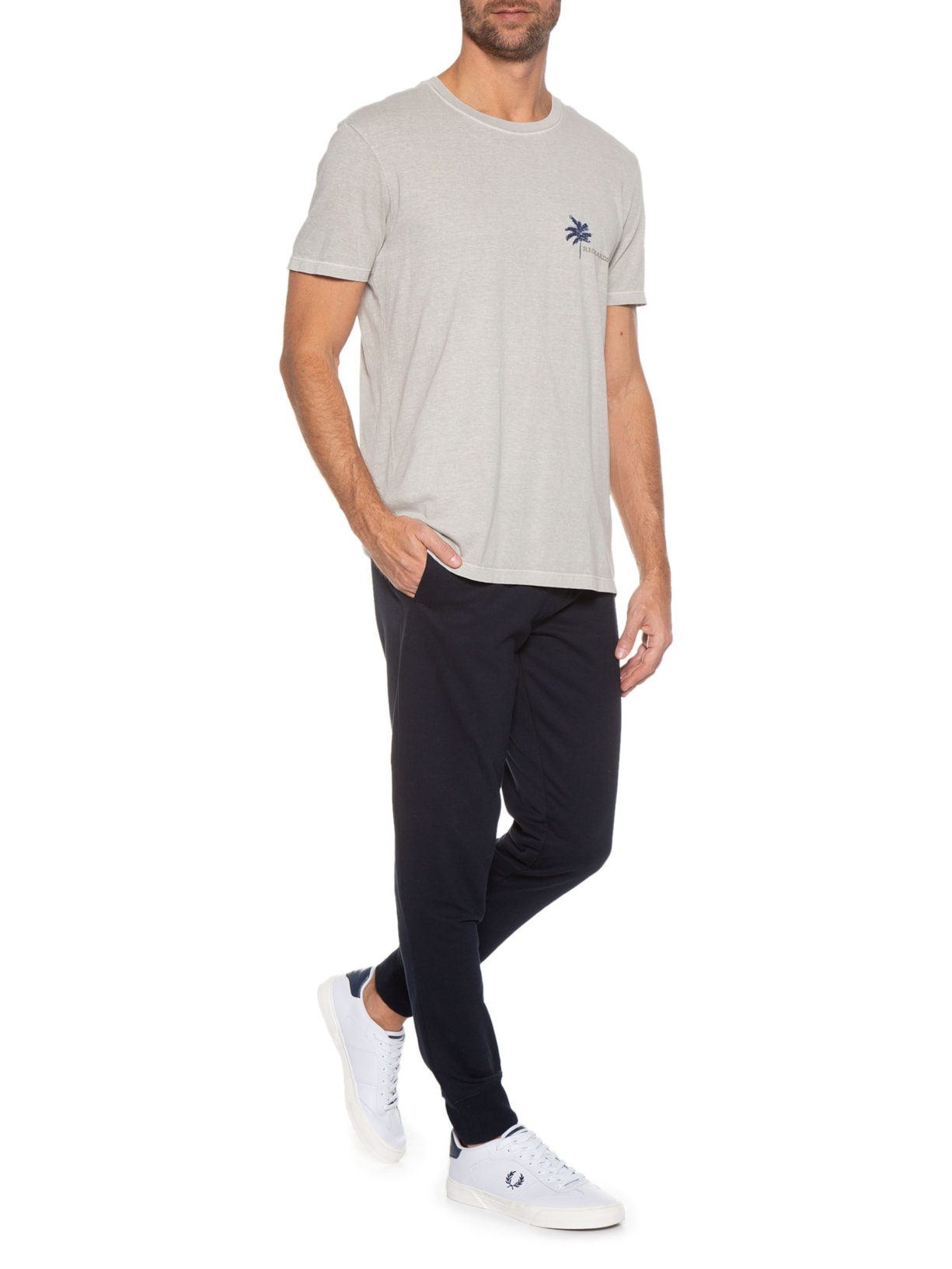 Camiseta Masculina Palm Trees Cinza Richards