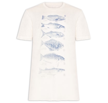 Camiseta Masculina Peixes Species Caiçara - Branco