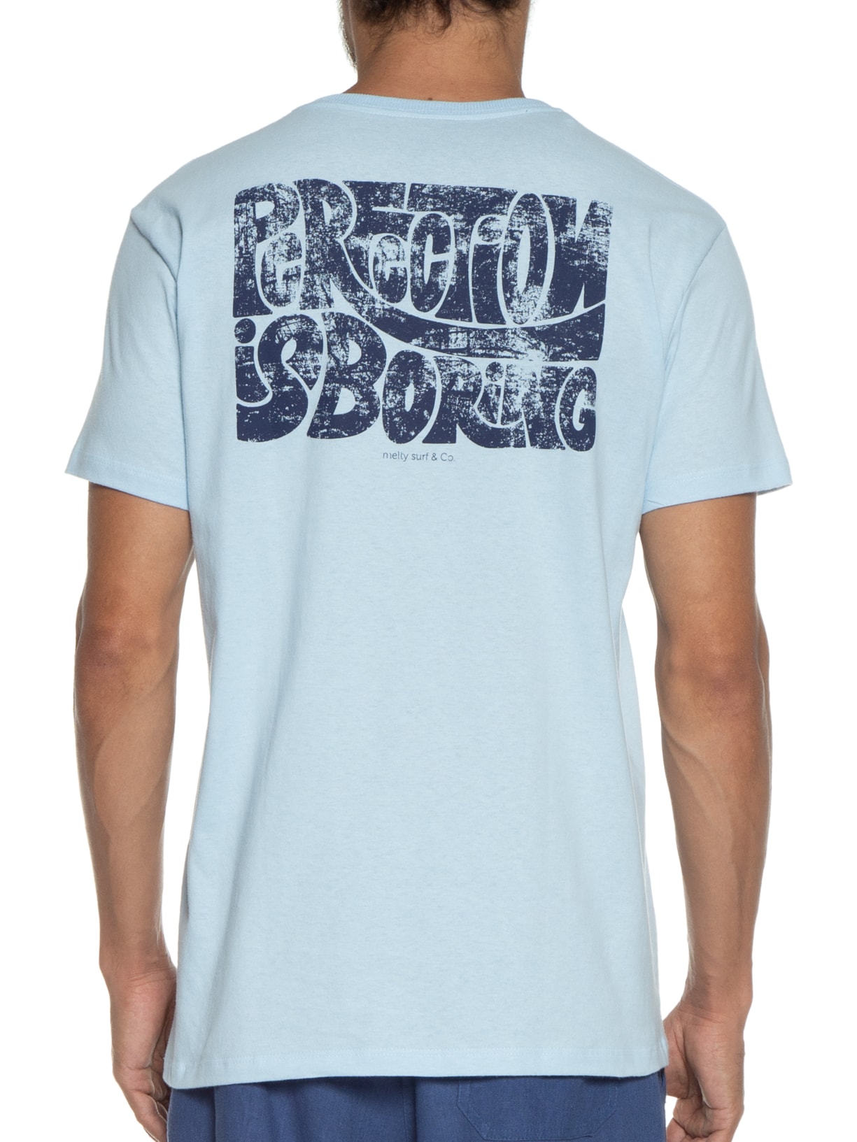 Camiseta Masculina Perfection Is Boring Azul Melty Rj