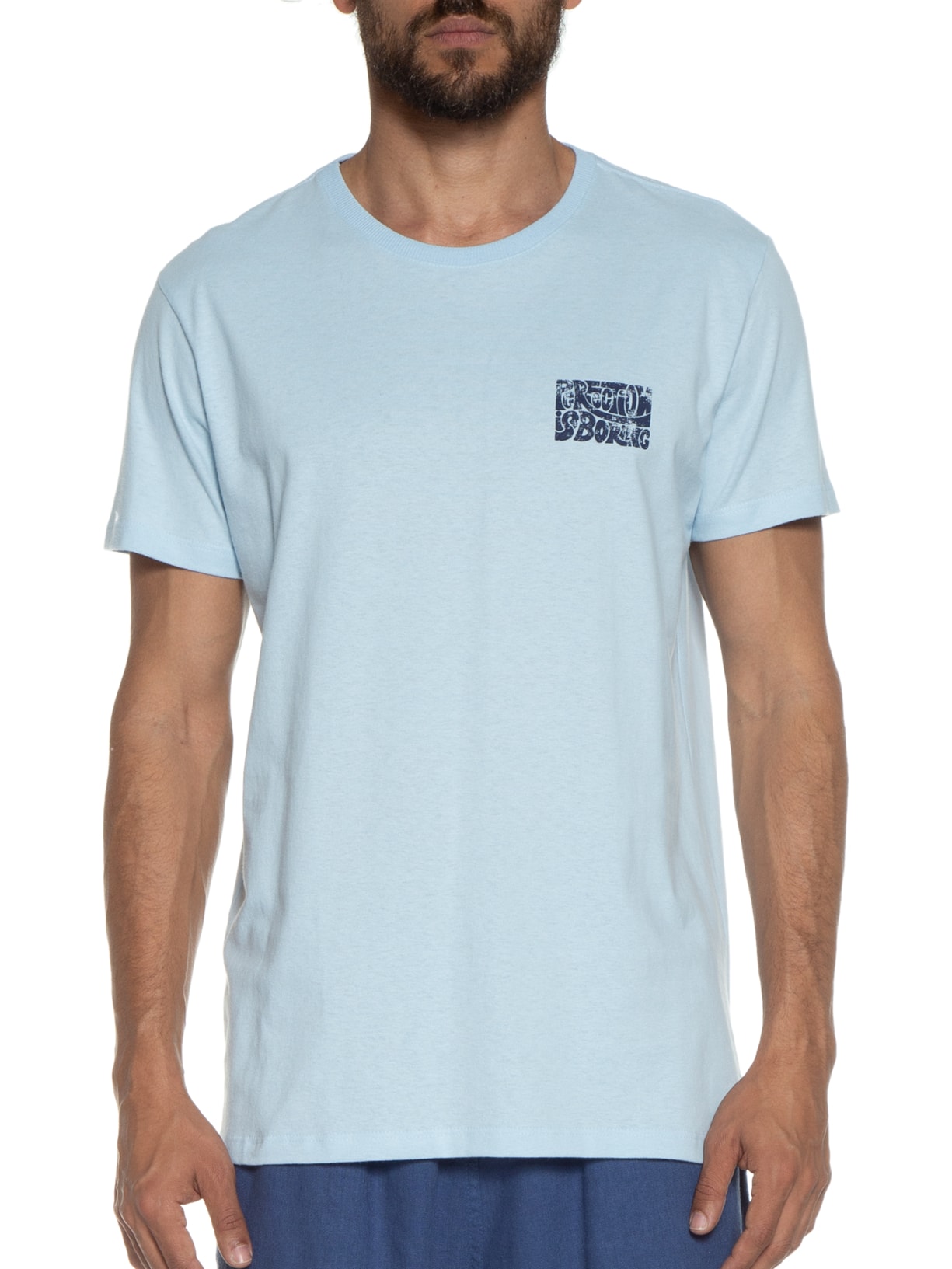 Camiseta Masculina Perfection Is Boring Azul Melty Rj