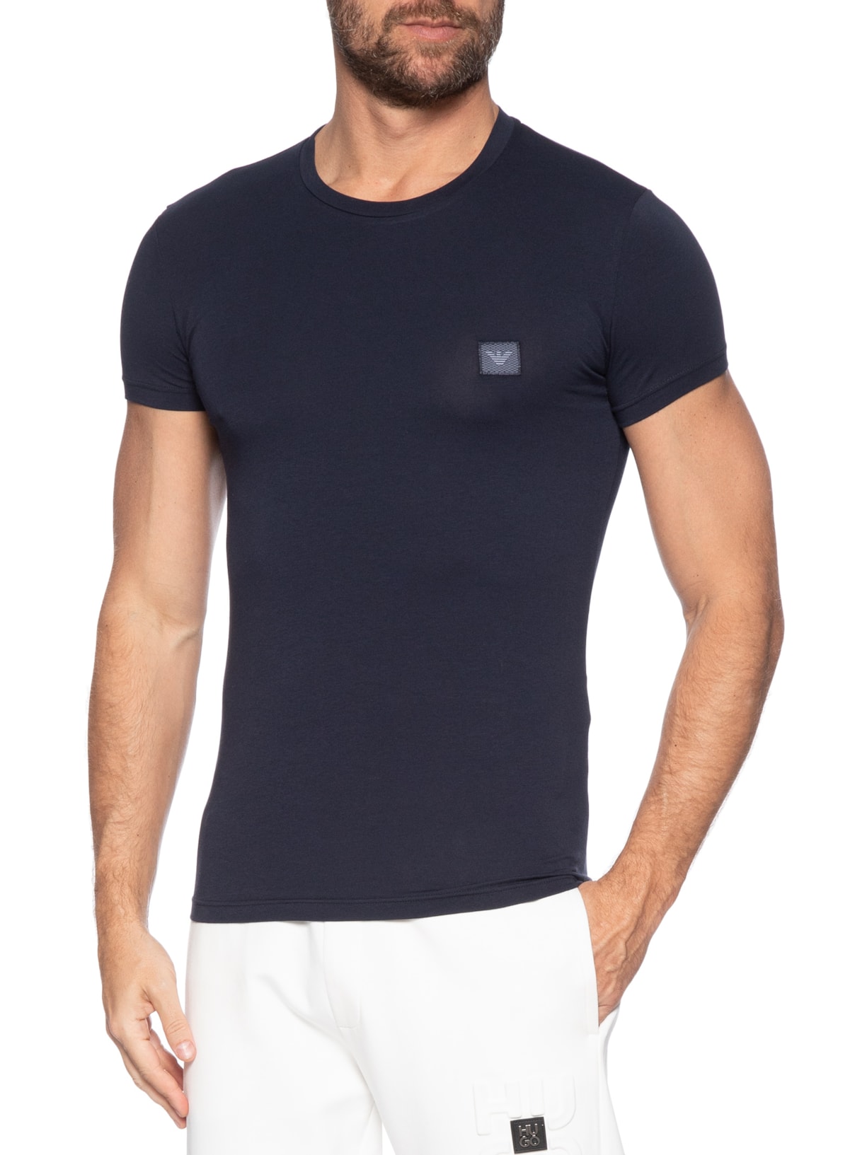 Camiseta Masculina Pijama Manga Curta Sleeve Crew Neck Azul Emporio Armani Bodywear