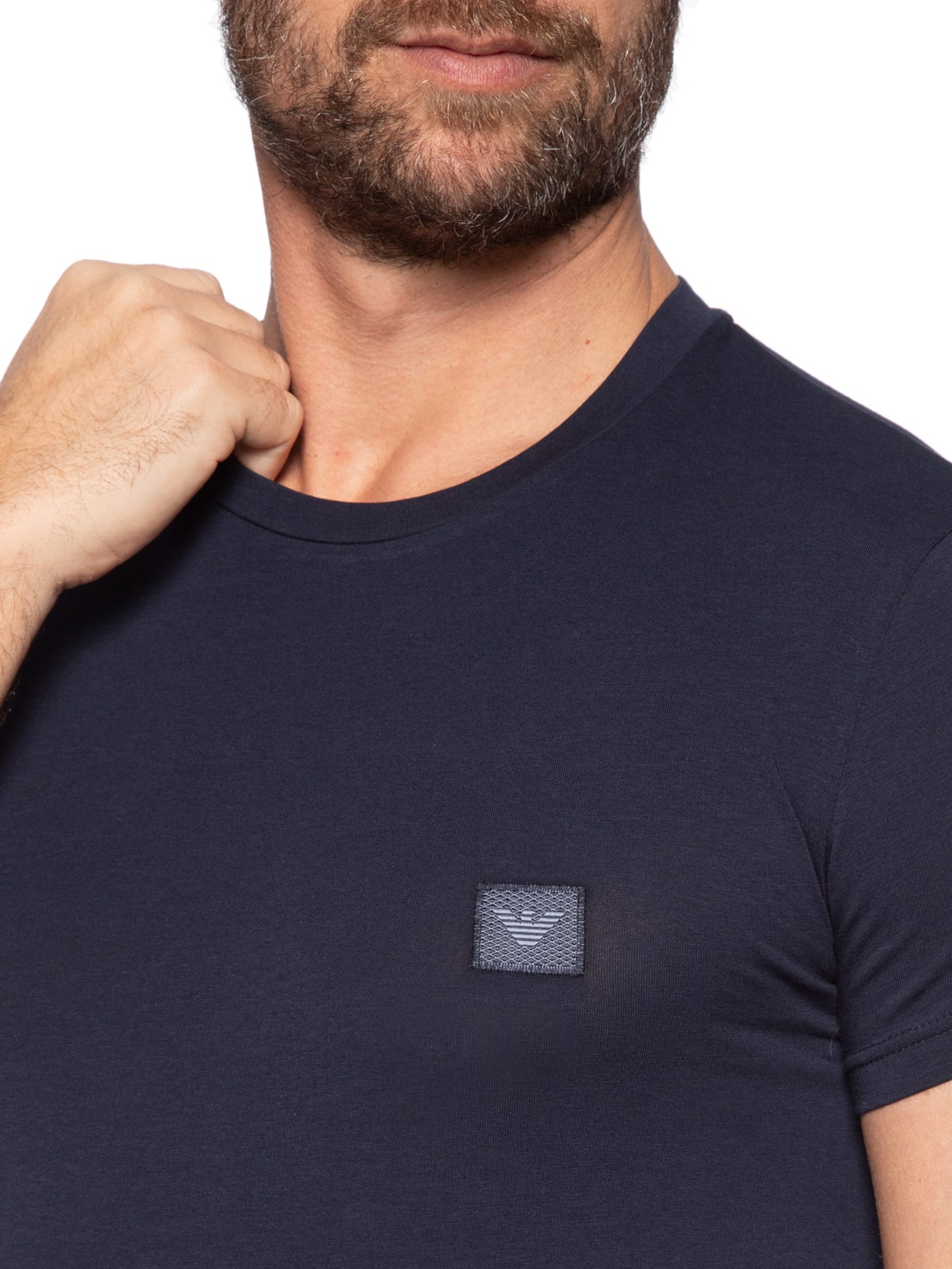 Camiseta Masculina Pijama Manga Curta Sleeve Crew Neck Azul Emporio Armani Bodywear