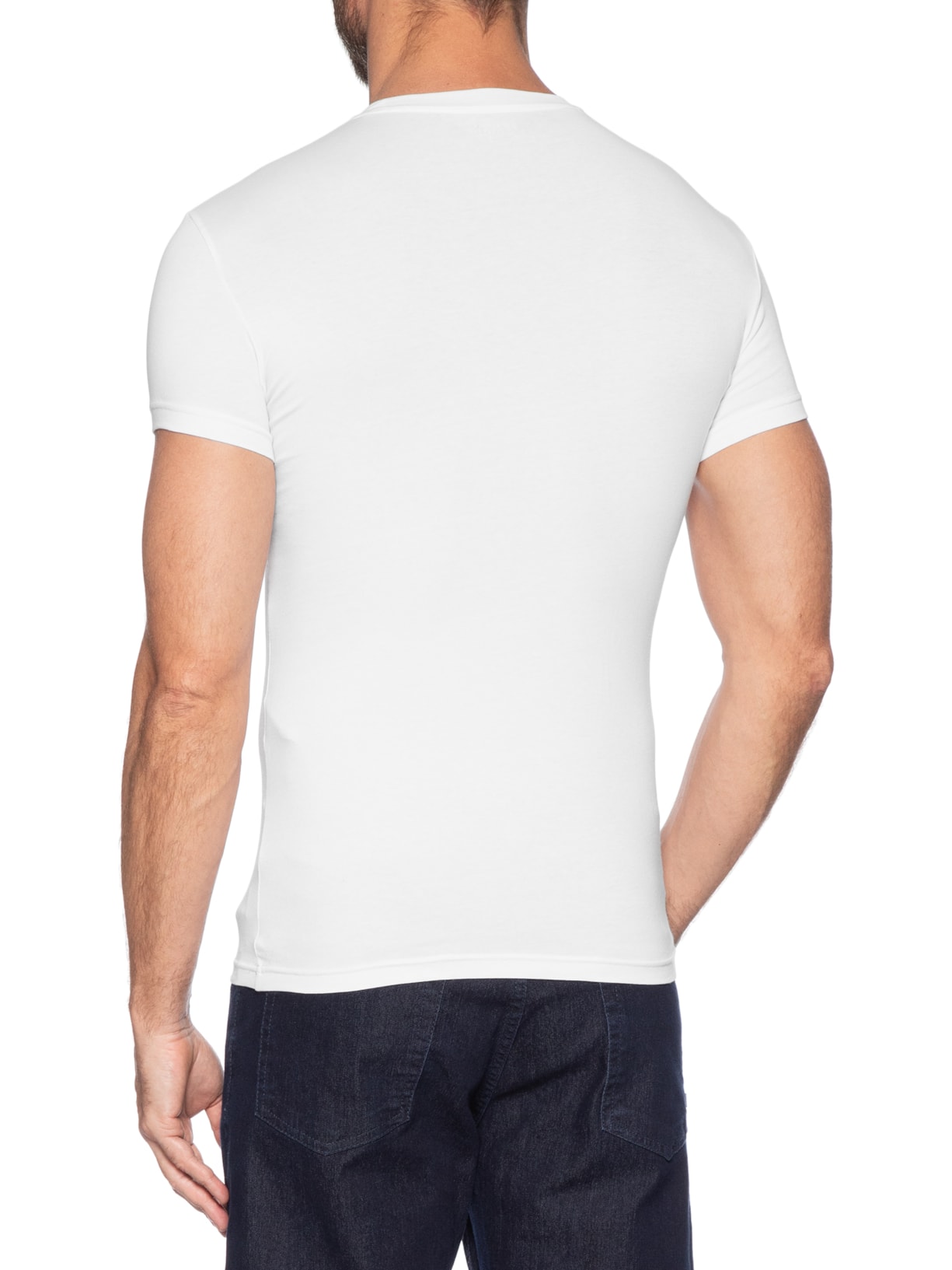 Camiseta Masculina Pijama Manga Curta Sleeve Crew Neck Branco Emporio Armani Bodywear
