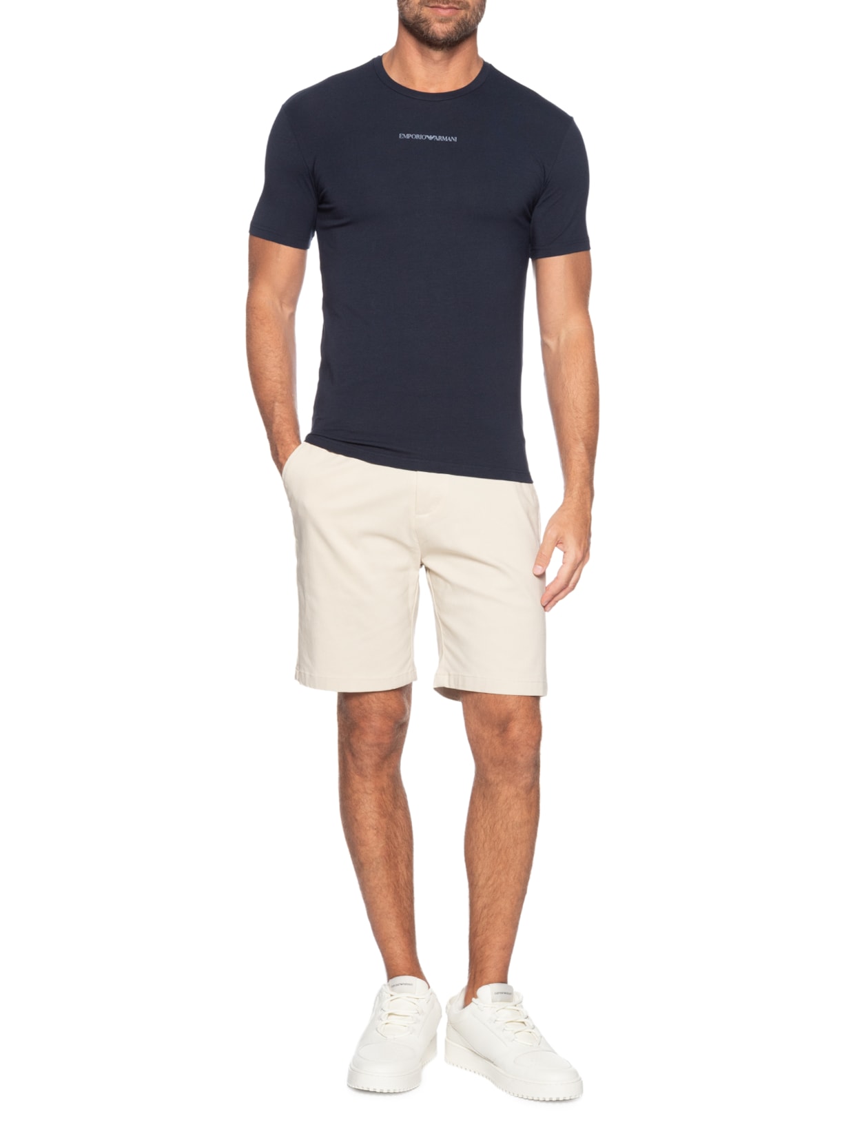 Camiseta Masculina Pijama Mc Sleeve Parte Alta Azul Emporio Armani Bodywear