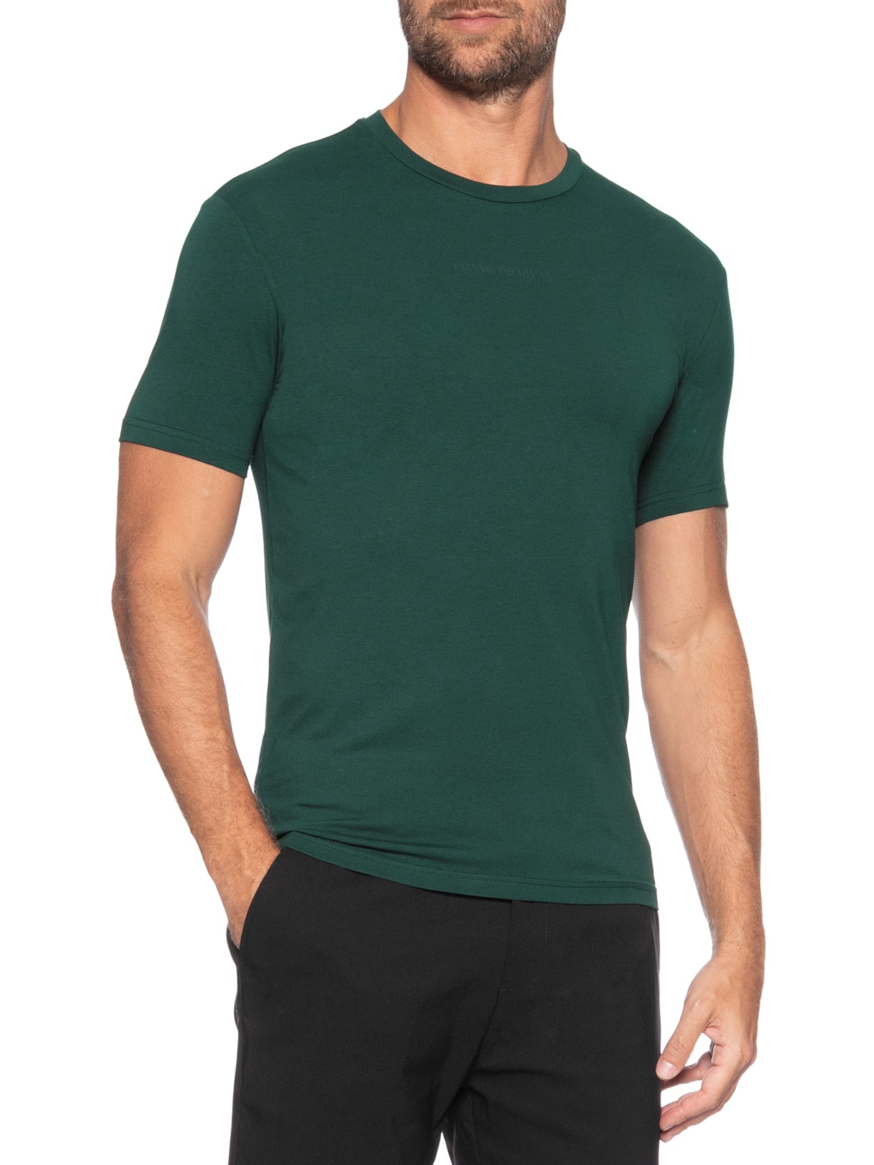 Camiseta Masculina Pijama Mc Sleeve Parte Alta Verde Emporio Armani Bodywear