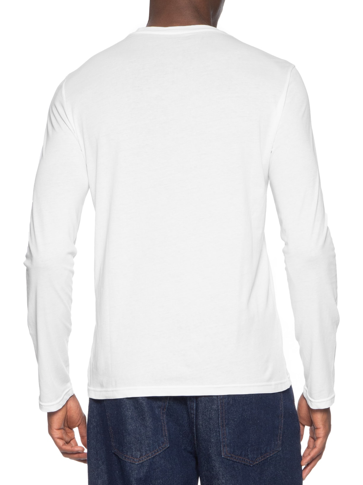 Camiseta Masculina Pijama ML Sleeve Crew Neck Branco Emporio Armani Bodywear