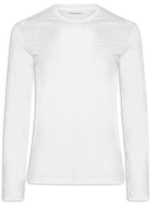 Camiseta Masculina Pijama ML Sleeve Crew Neck - Branco