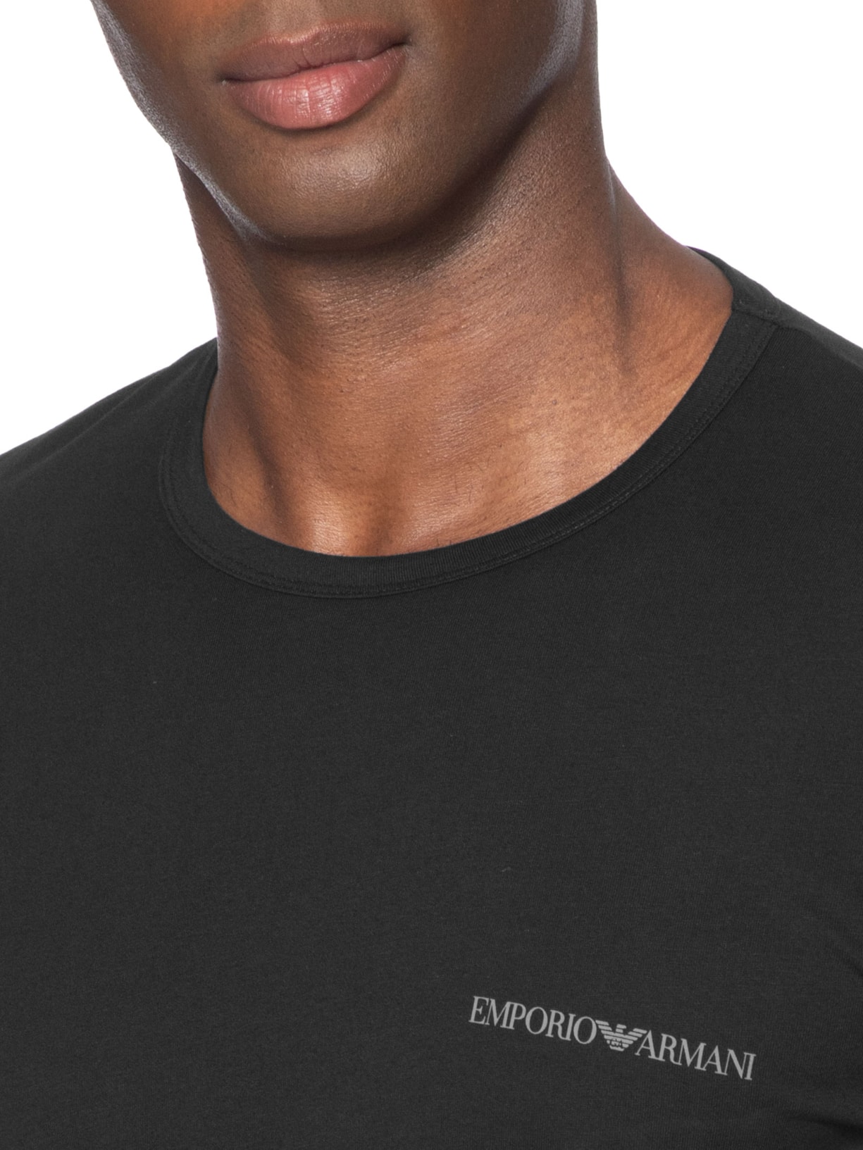 Camiseta Masculina Pijama ML Sleeve Crew Neck Preto Emporio Armani Bodywear