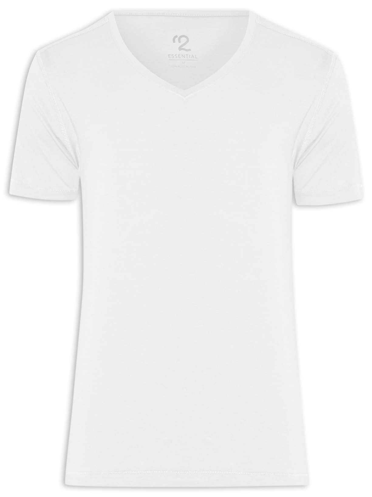 Camiseta Masculina Pima Berlim Decote V Regular Fit - Branco