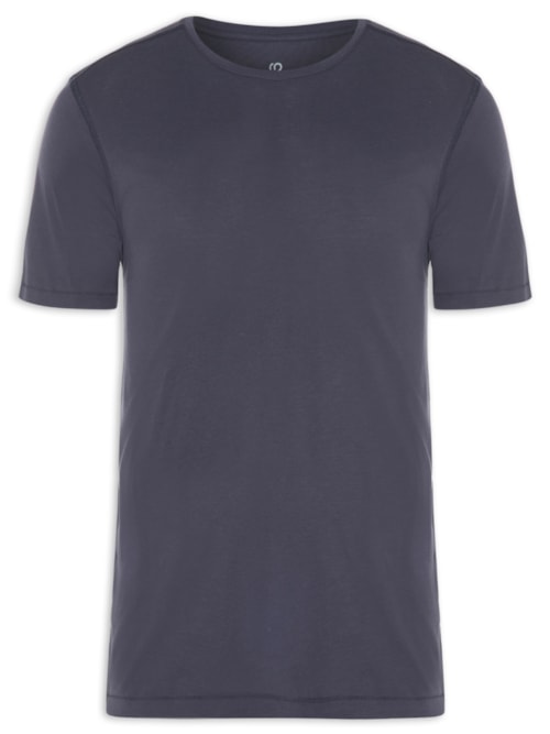 Camiseta Masculina Pima Berlim Gola Careca Manga Curta Regular Fit - Azul