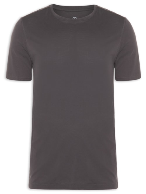 Camiseta Masculina Pima Berlim Gola Careca Manga Curta Regular Fit - Cinza