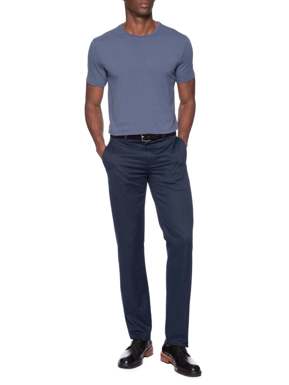 Camiseta Masculina Pima Cotton 50 Manga Curta Azul Paramount Alfaiataria