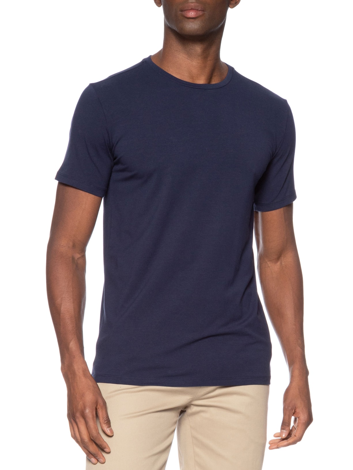 Camiseta Masculina Pima Cotton 50 Manga Curta Azul Paramount Alfaiataria