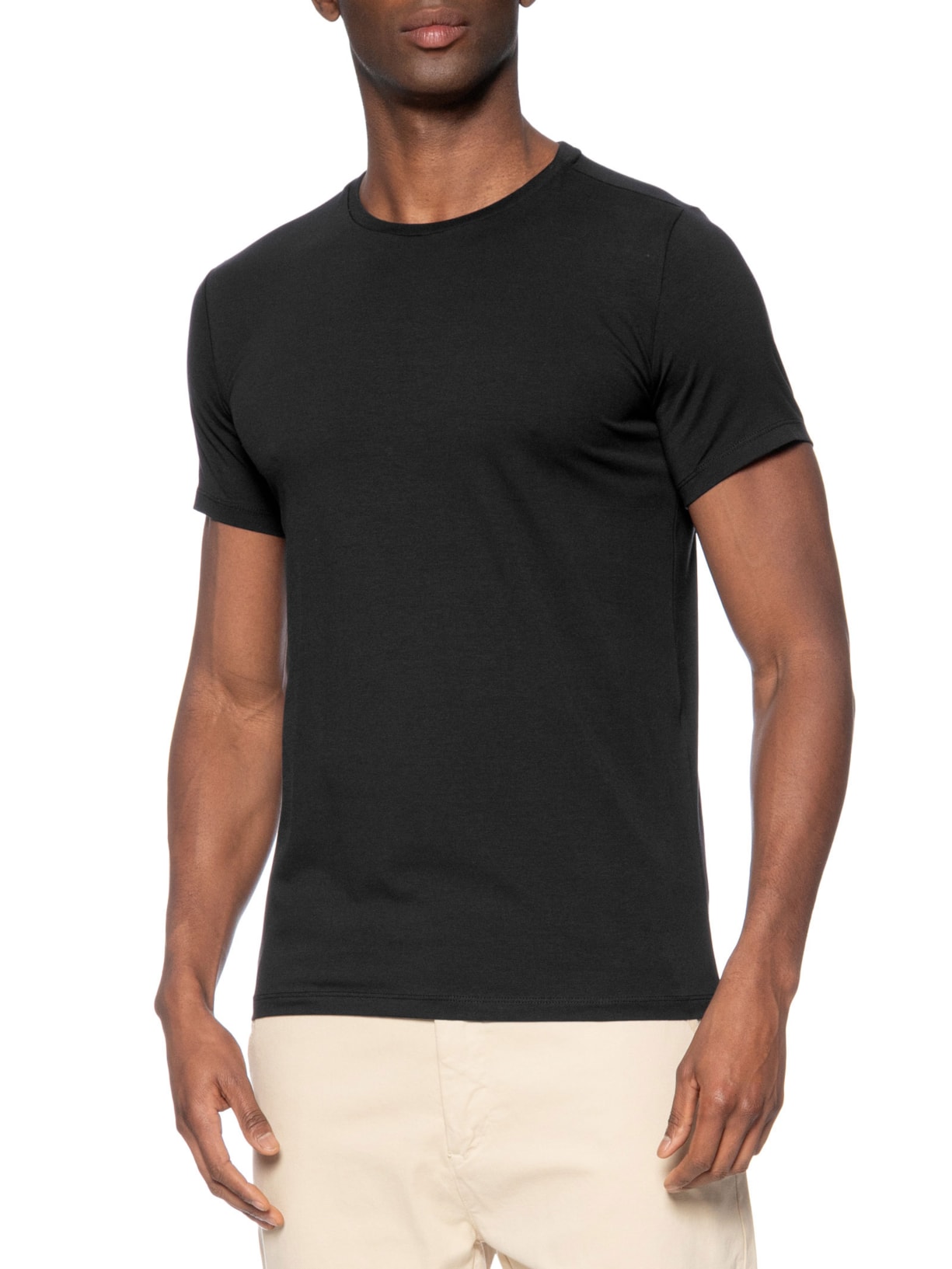 Camiseta Masculina Pima Cotton 50 Manga Curta Preto Paramount Alfaiataria
