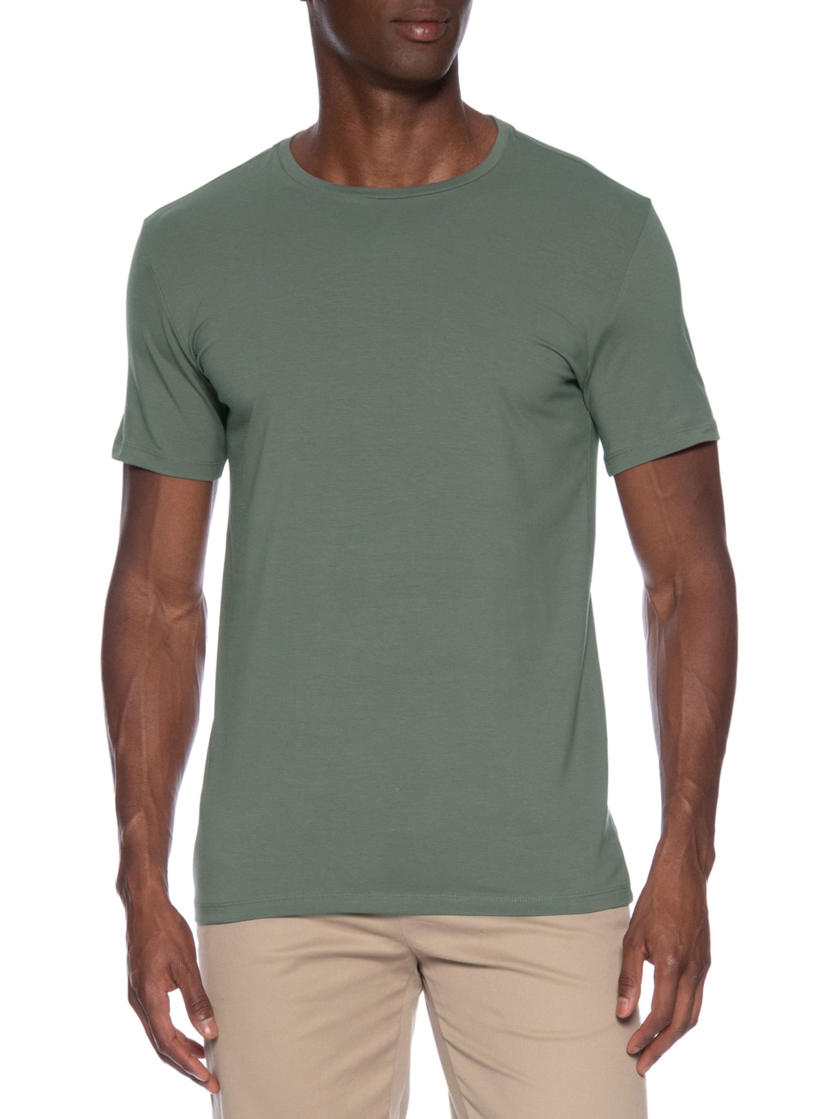 Camiseta Masculina Pima Cotton 50 Manga Curta Verde Paramount Alfaiataria