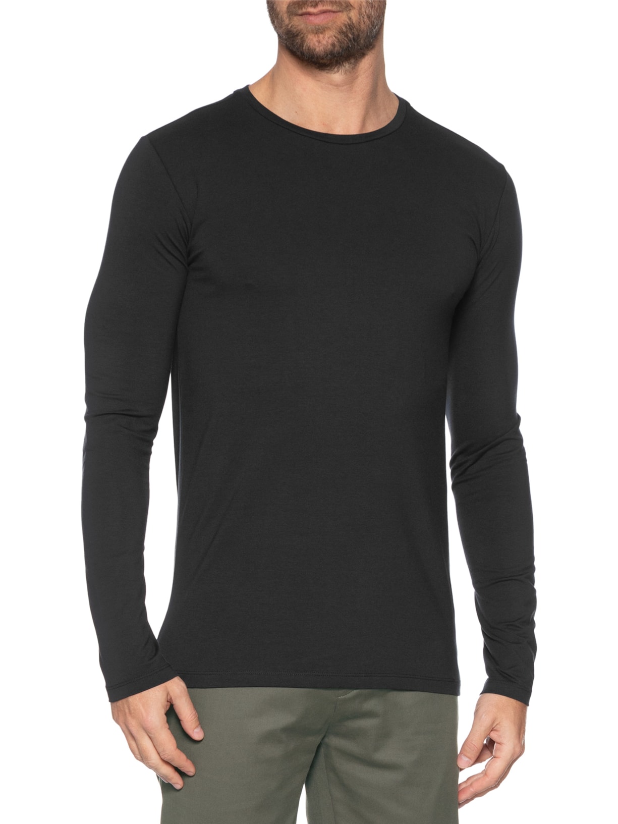 Camiseta Masculina Pima Cotton 50 Manga Longa Preto Paramount Alfaiataria