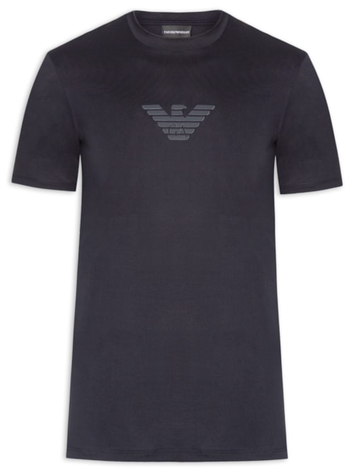 Camiseta Masculina Pima EA Logo 12 CM Basic Best Seller - Azul