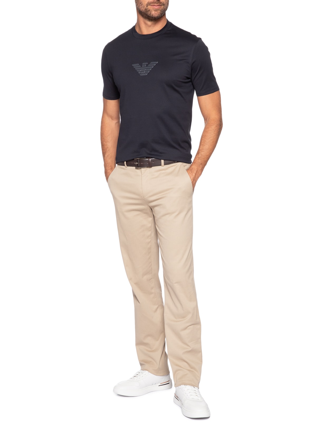 Camiseta Masculina Pima EA Logo 12 CM Basic Best Seller Azul Emporio Armani