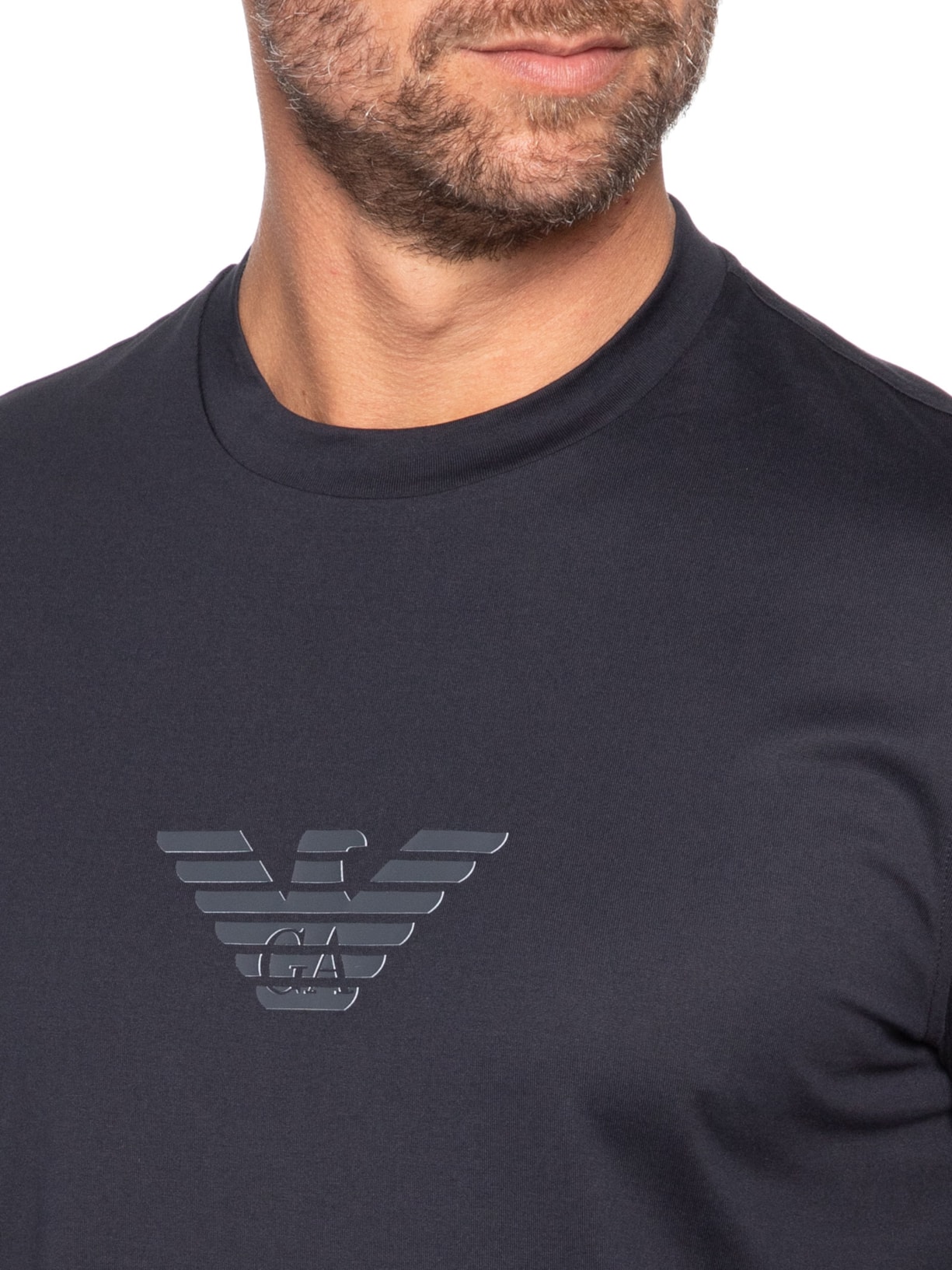 Camiseta Masculina Pima EA Logo 12 CM Basic Best Seller Azul Emporio Armani